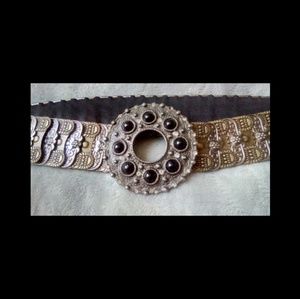 Rhinestone Engraved Elastic Metal Stretch Belt